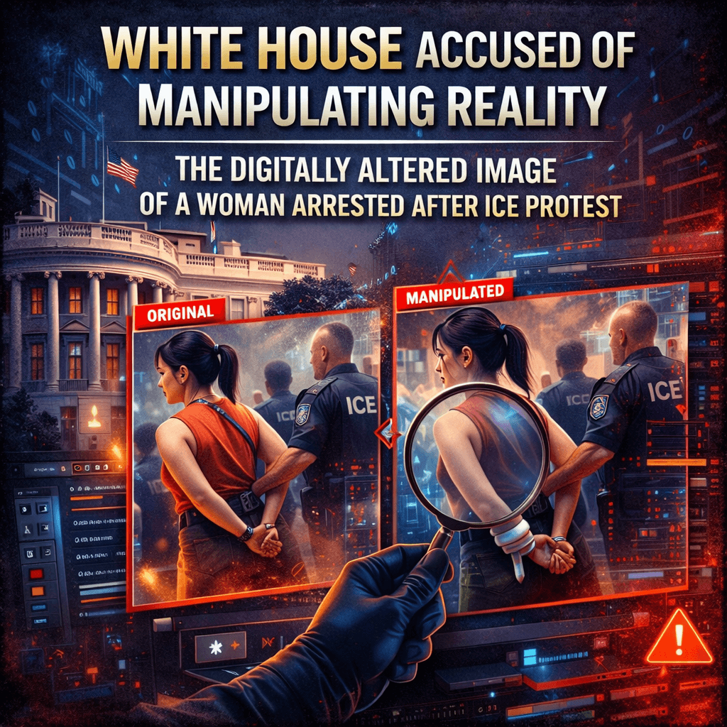 White House Accused of Manipulating Reality: The Digitally Altered Image of a Woman Arrested After ICE Protest