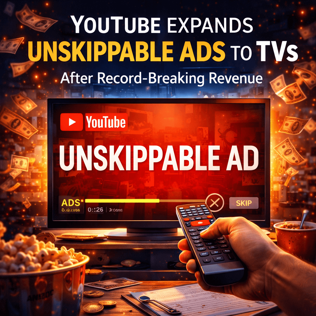 YouTube Expands Unskippable Ads to TVs After Record-Breaking Revenue