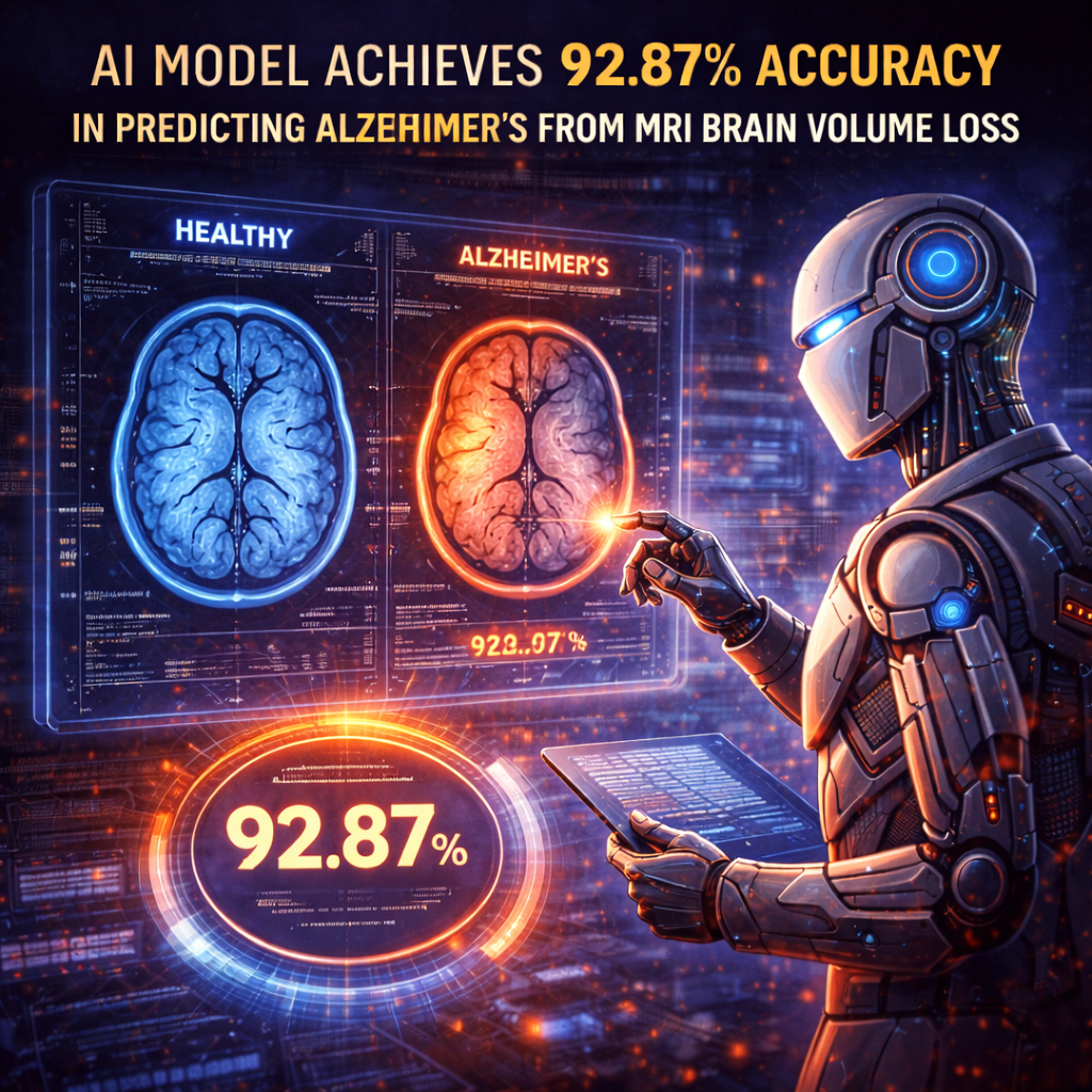 AI Model Achieves 92.87% Accuracy in Predicting Alzheimer's from MRI Brain Volume Loss
