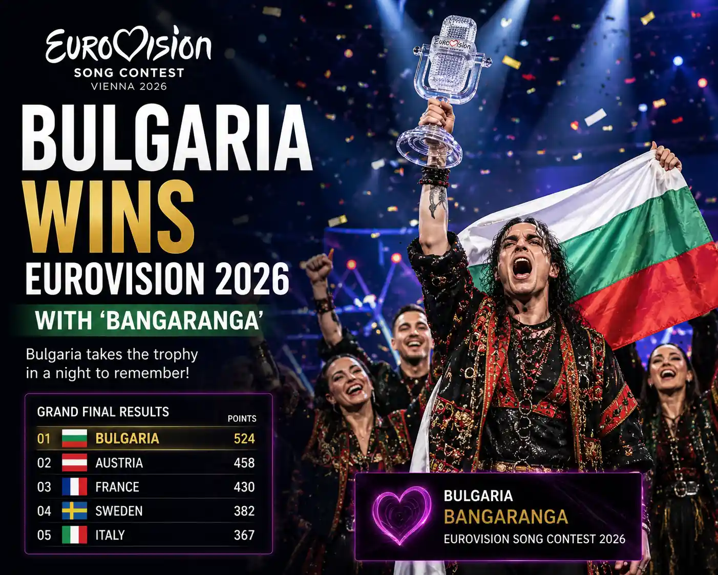 Bulgaria Wins Eurovision 2026 with 'Bangaranga'