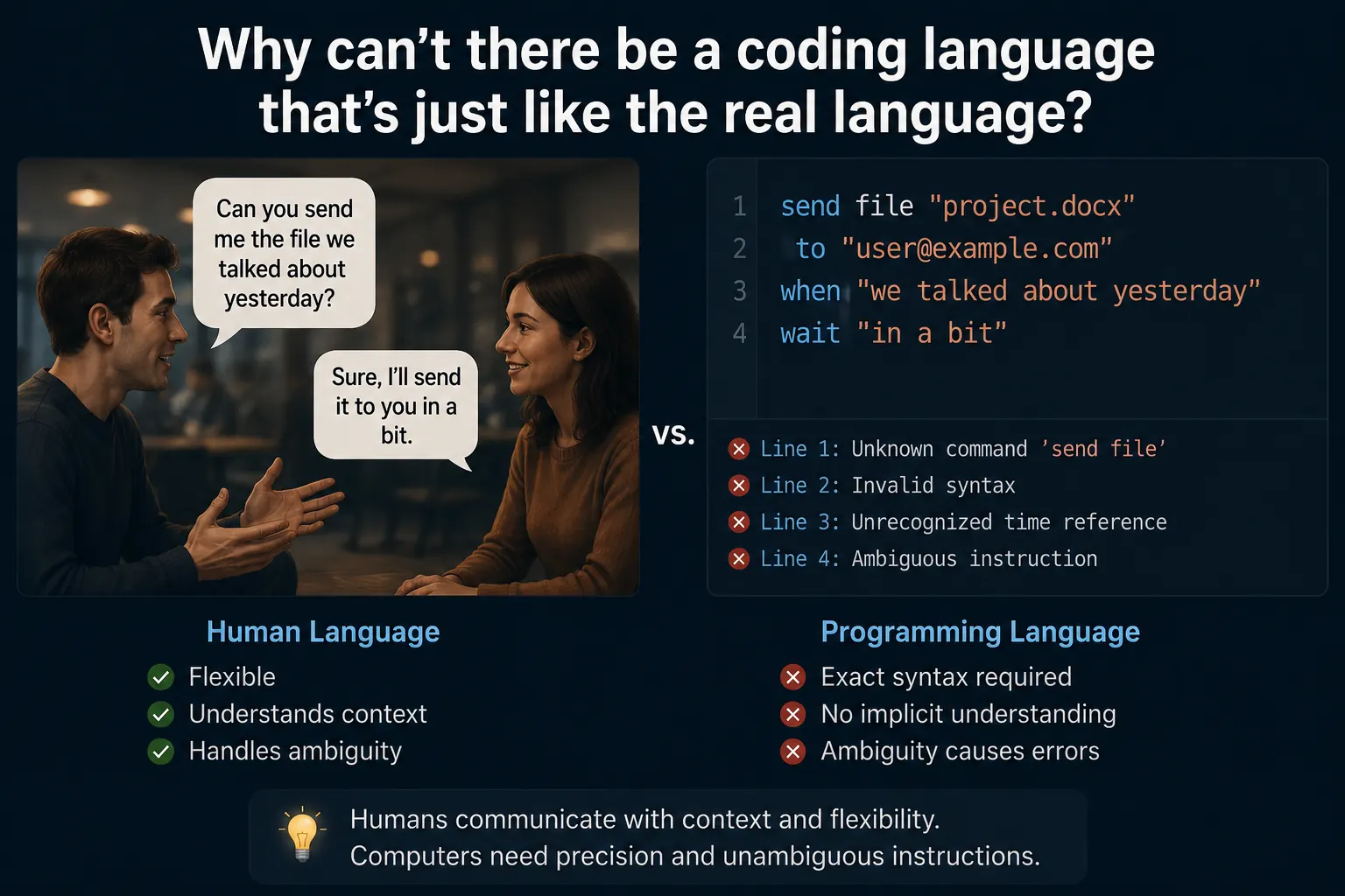 Why Can't There Be a Coding Language That's Just Like Natural Language?