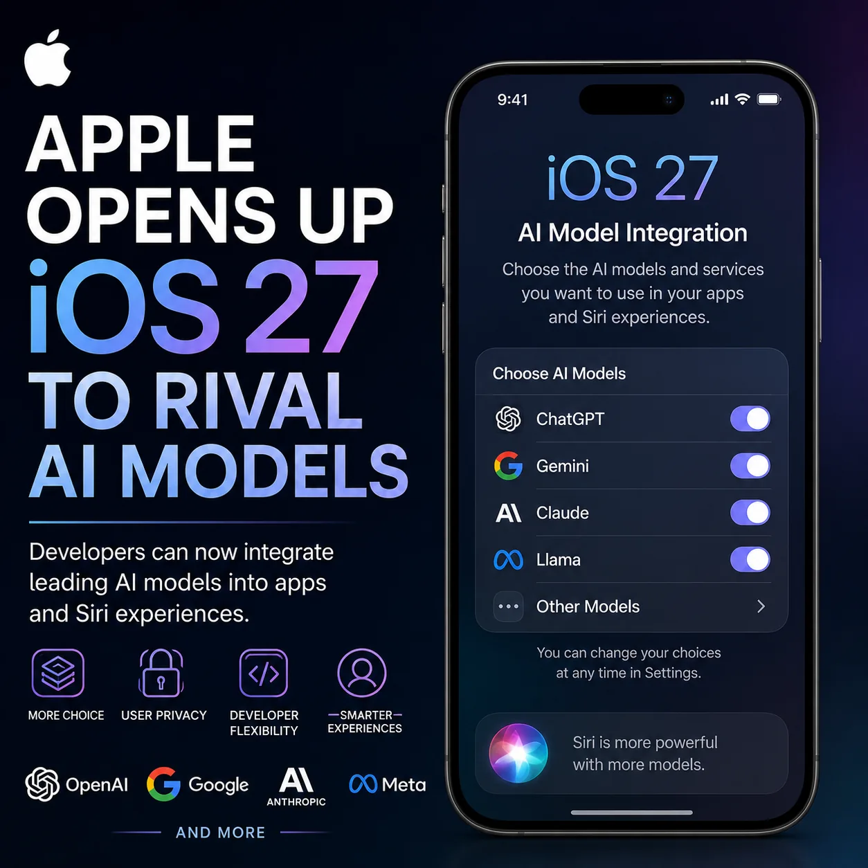 Apple Opens Up iOS 27 to Rival AI Models