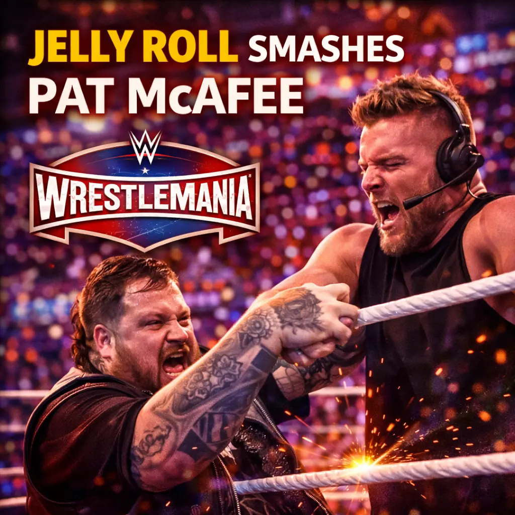Jelly Roll Smashes Pat McAfee at WrestleMania