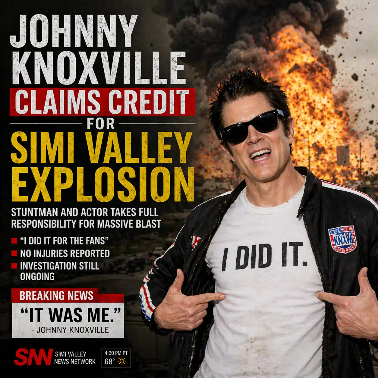 Johnny Knoxville Claims Credit for Simi Valley Explosion