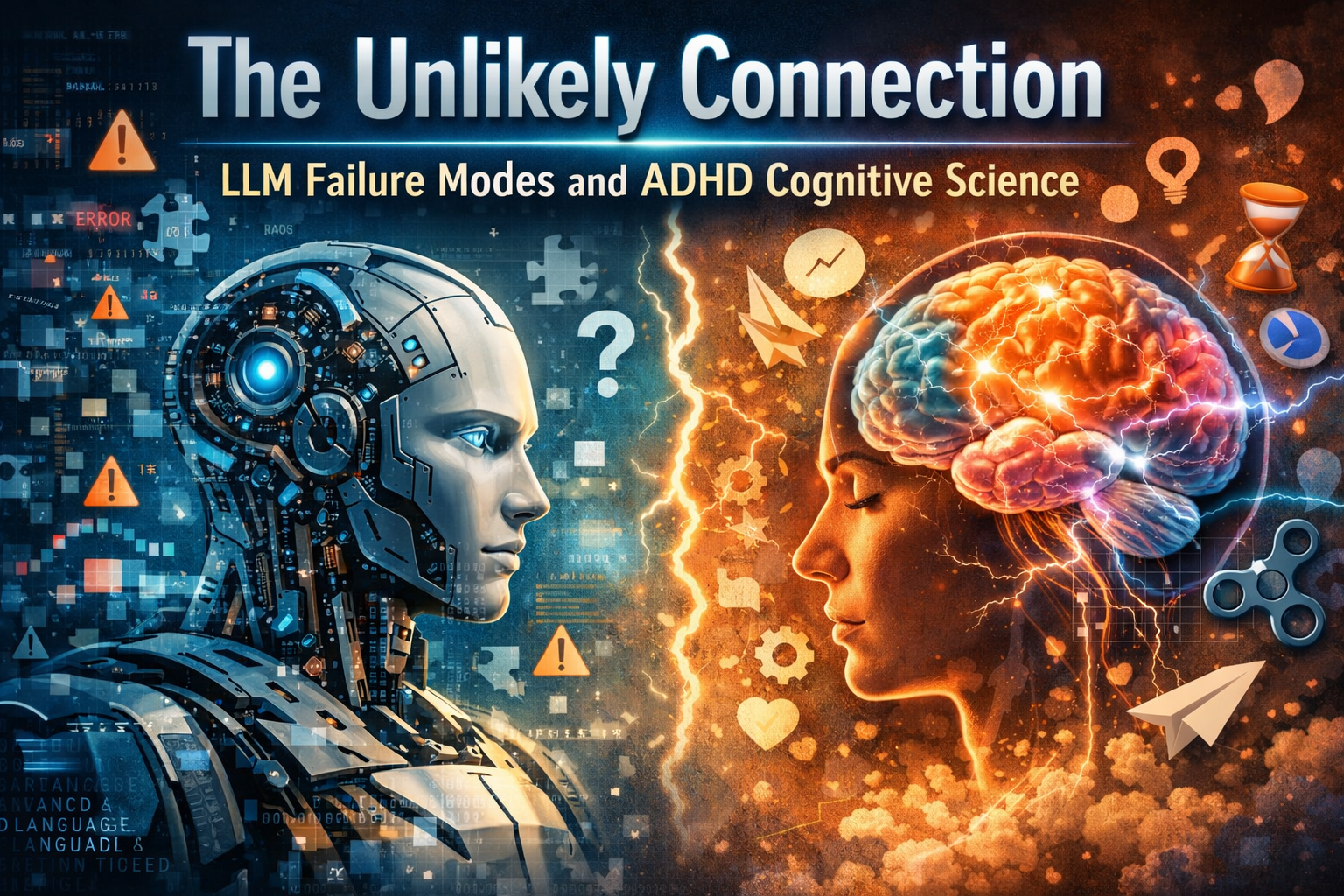 The Unlikely Connection: LLM Failure Modes and ADHD Cognitive Science