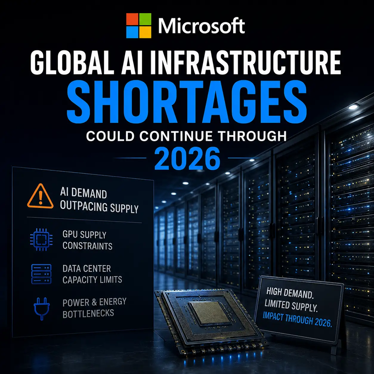 Microsoft Warns Global AI Infrastructure Shortages Could Continue Through 2026