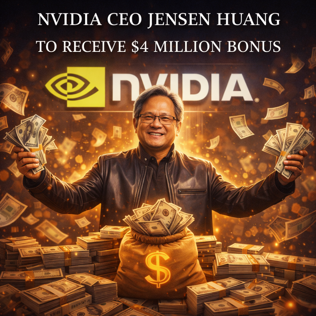 Nvidia CEO Jensen Huang to Receive $4 Million Bonus