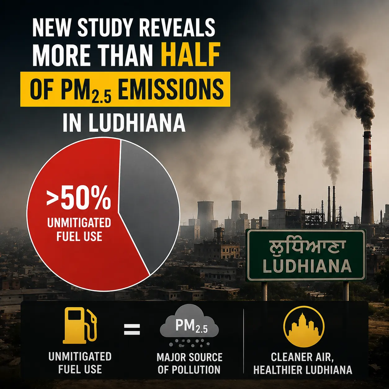 New Study Reveals More Than Half of PM₂.₅ Emissions in Ludhiana Originate from Unmitigated Fuel Use