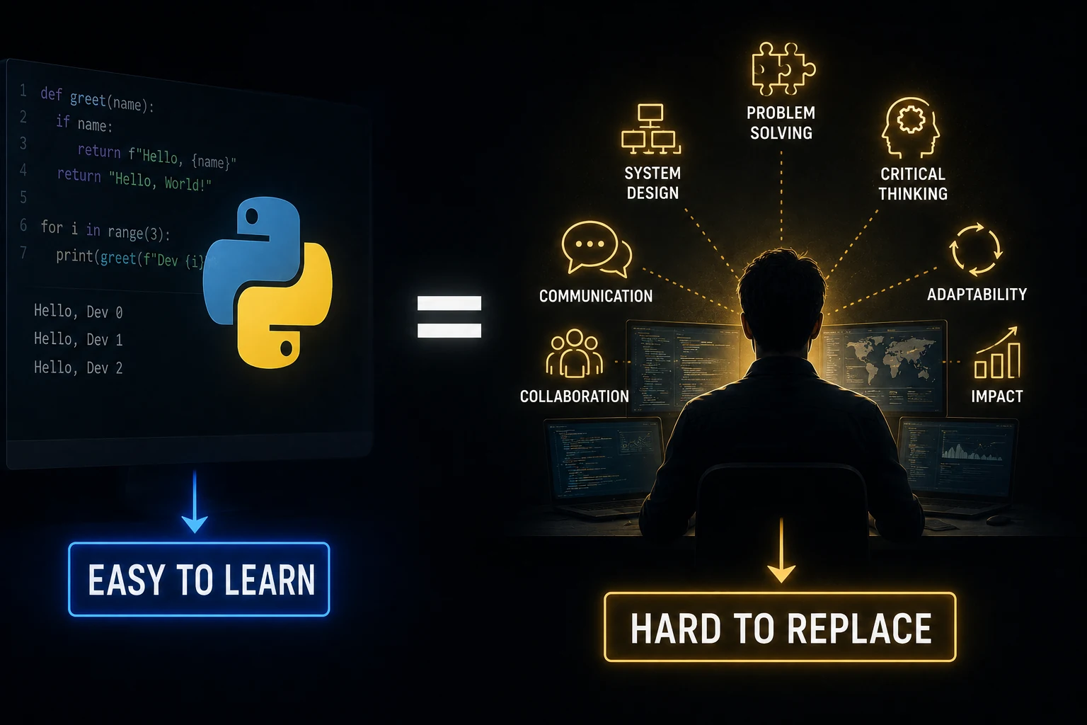 What Makes Software Developers Valuable When Languages Like Python Are Easy to Learn?