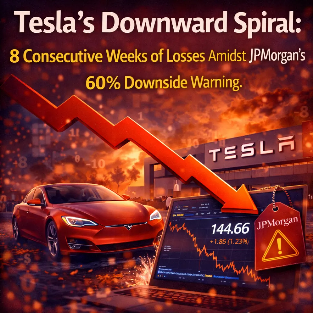 Tesla's Downward Spiral: 8 Consecutive Weeks of Losses Amidst JPMorgan's 60% Downside Warning