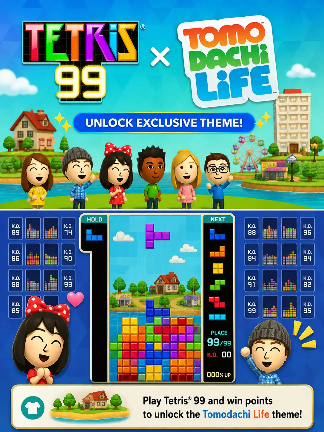 Tetris 99 Meets Tomodachi Life: Unlock Exclusive Theme