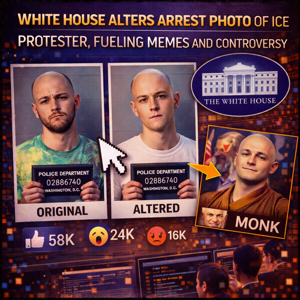 White House Alters Arrest Photo of ICE Protester, Fueling Memes and Controversy
