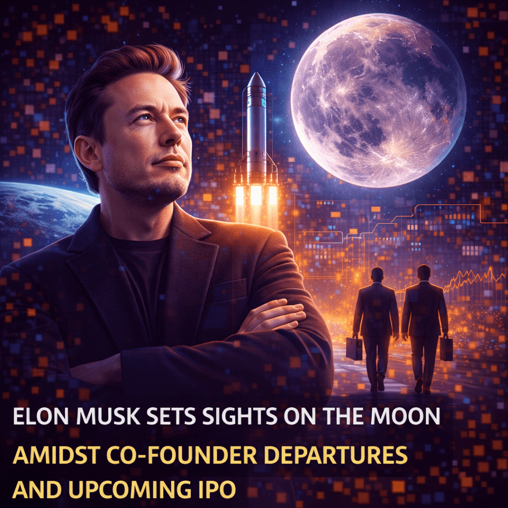 Elon Musk Sets Sights on the Moon Amidst Co-Founder Departures and Upcoming IPO